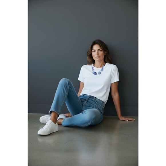 Gloria Vanderbilt Blue Lucite and Silver-Tone Necklace - Picture 2 of 3